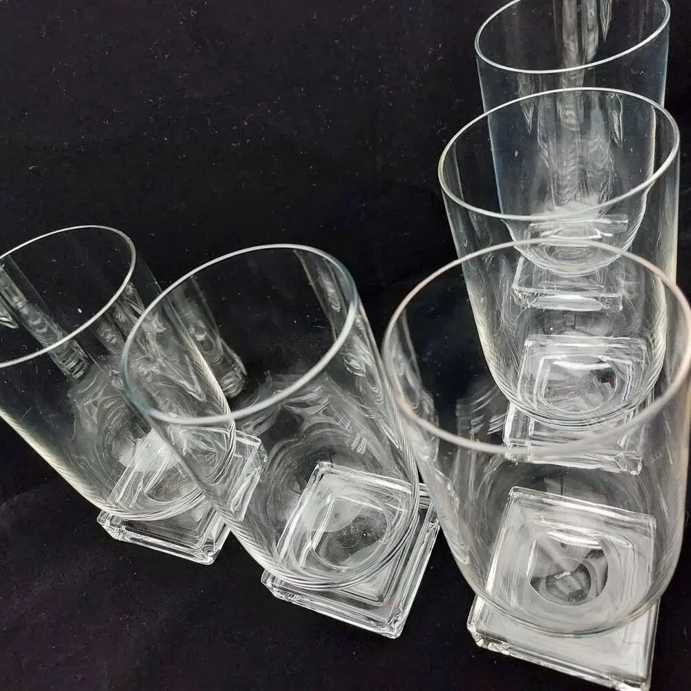 Vintage Cambridge Glass Square Highball Tumblers Pattern 3797 Set of 5 MCM